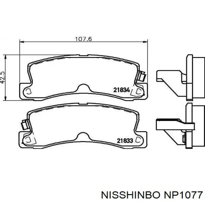 NP1077 Nisshinbo sapatas do freio dianteiras de disco