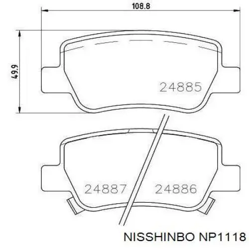 Задние тормозные колодки NP1118 Nisshinbo