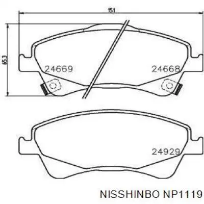 Колодки Nisshinbo NP1119 цена, от 53.94 USD