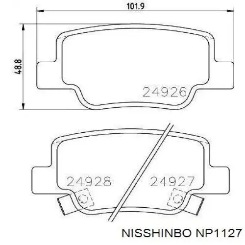 Задние тормозные колодки NP1127 Nisshinbo