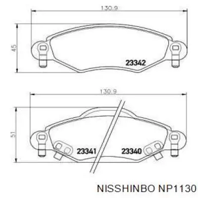 NP1130 Nisshinbo передние тормозные колодки