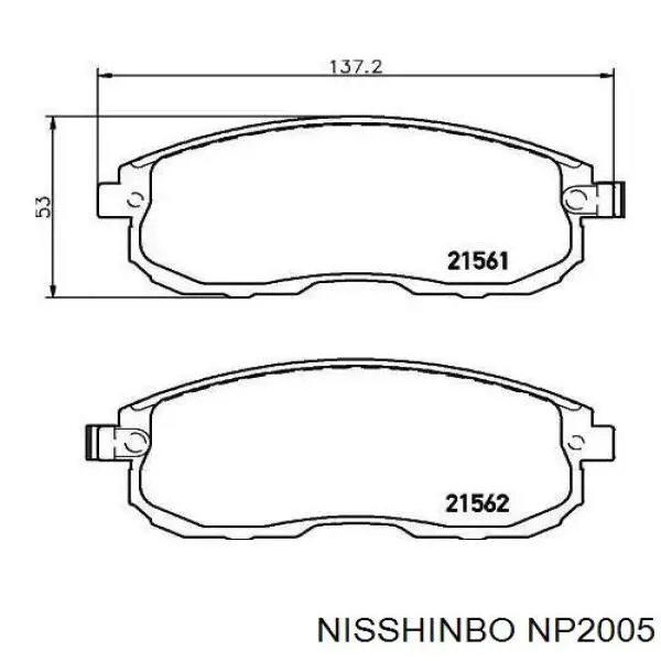 NP2005 Nisshinbo sapatas do freio dianteiras de disco