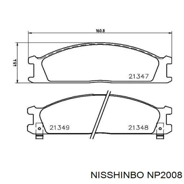 NP2008 Nisshinbo sapatas do freio dianteiras de disco