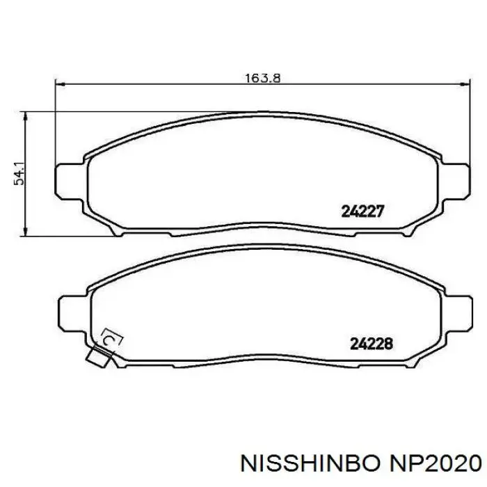 Передние тормозные колодки NP2020 Nisshinbo