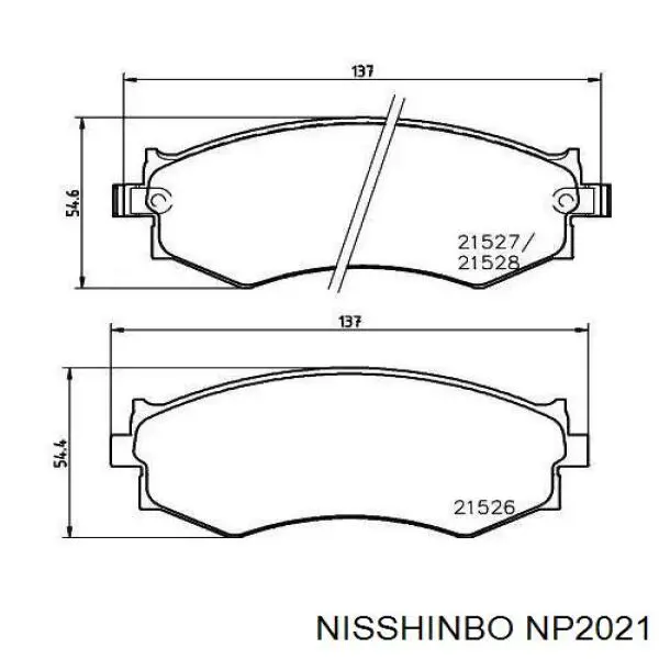 Передние тормозные колодки NP2021 Nisshinbo