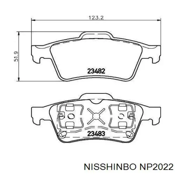 Задние дисковые колодки Nisshinbo NP2022