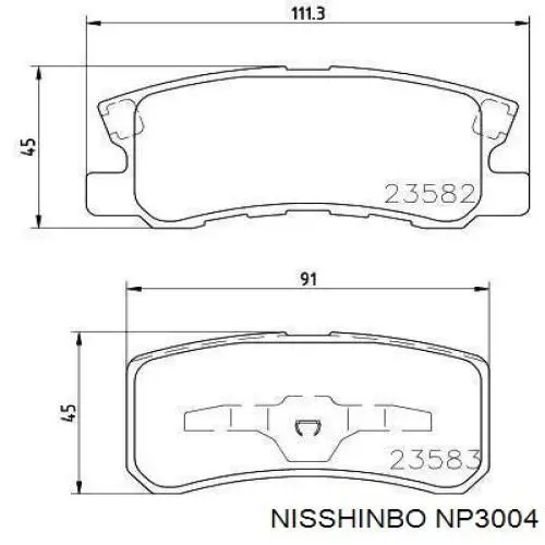 Задние тормозные колодки NP3004 Nisshinbo