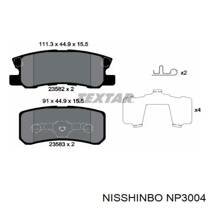 Колодки дисковые  Nisshinbo NP3004 цена, от 20.76 USD