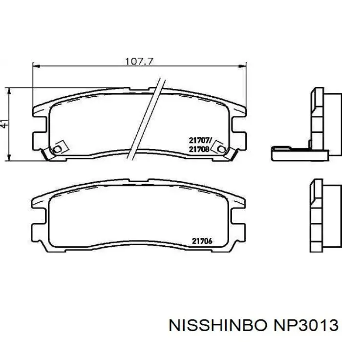 NP3013 Nisshinbo колодки тормозные задние дисковые