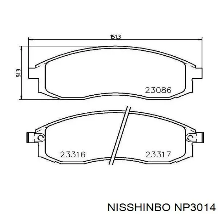 NP3014 Nisshinbo передние тормозные колодки