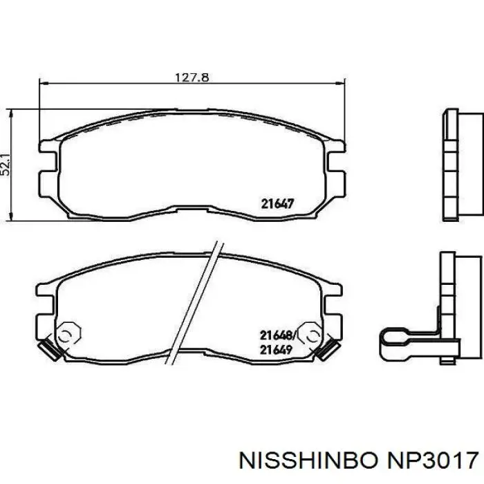 NP3017 Nisshinbo колодки тормозные передние дисковые