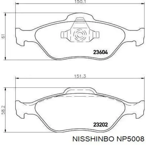 Передние тормозные колодки NP5008 Nisshinbo