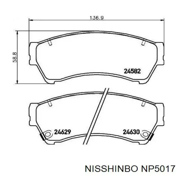 NP5017 Nisshinbo sapatas do freio dianteiras de disco