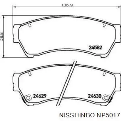 Передние тормозные колодки NP5017 Nisshinbo