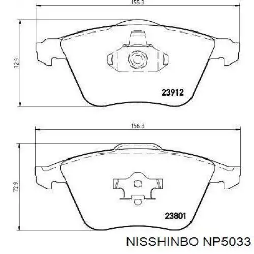 NP5033 Nisshinbo передние тормозные колодки