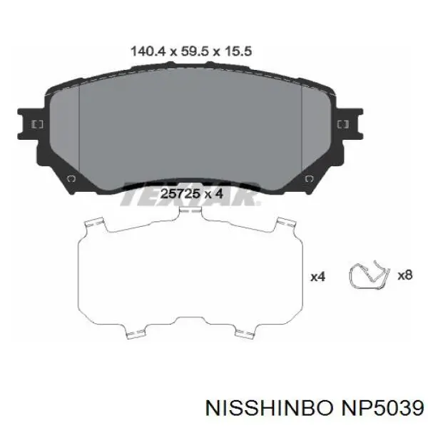 Передние тормозные колодки NP5039 Nisshinbo