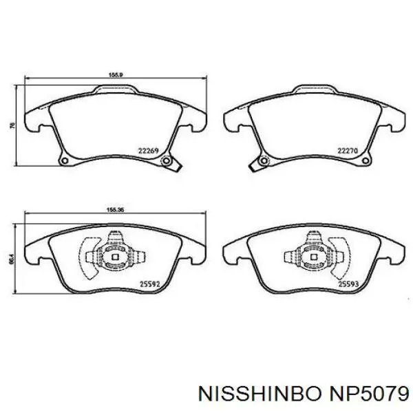 NP5079 Nisshinbo sapatas do freio dianteiras de disco