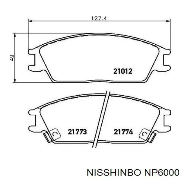 NP6000 Nisshinbo sapatas do freio dianteiras de disco