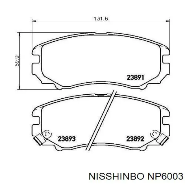 NP6003 Nisshinbo sapatas do freio dianteiras de disco