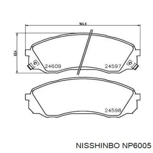 Передние тормозные колодки NP6005 Nisshinbo