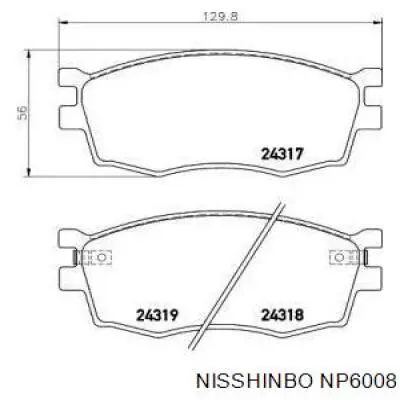 NP6008 Nisshinbo sapatas do freio dianteiras de disco