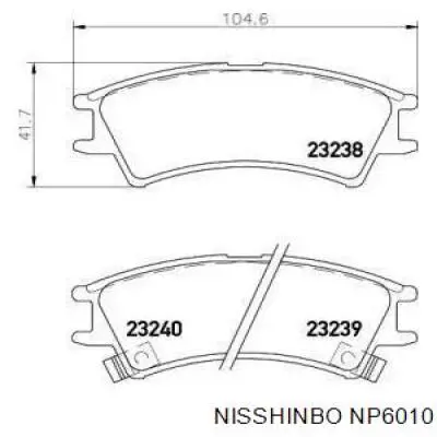 NP6010 Nisshinbo колодки тормозные передние дисковые