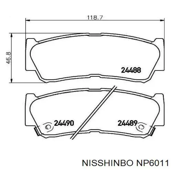 NP6011 Nisshinbo задние тормозные колодки