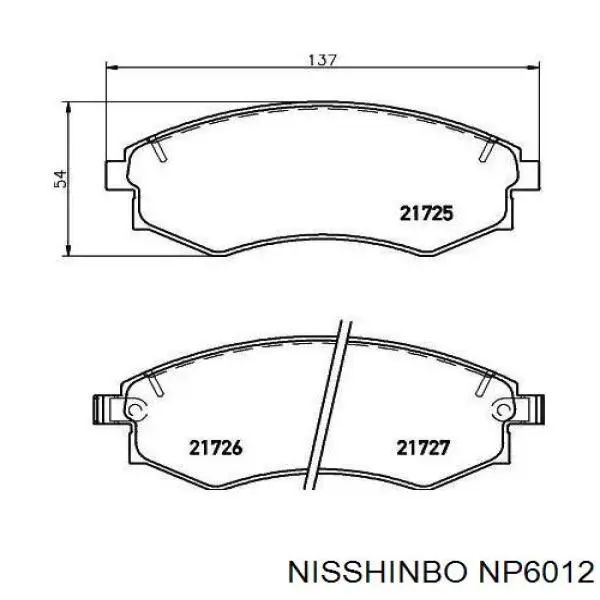 NP6012 Nisshinbo колодки тормозные передние дисковые