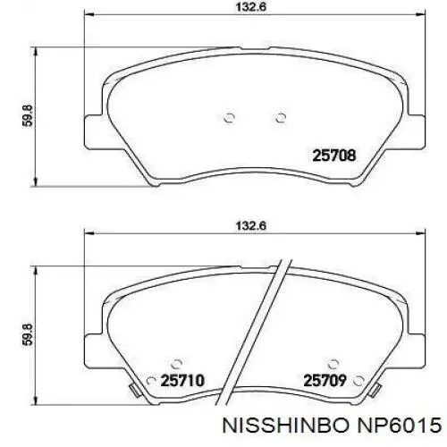 Передние тормозные колодки NP6015 Nisshinbo