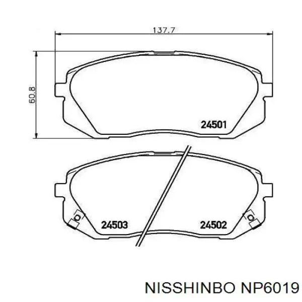 NP6019 Nisshinbo sapatas do freio dianteiras de disco
