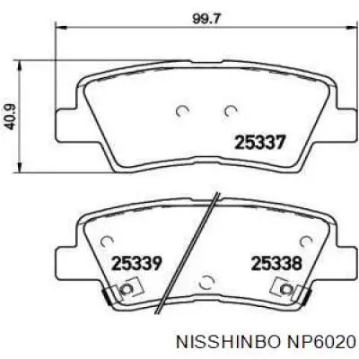 Колодки дисковые  Nisshinbo NP6020 цена, от 19.28 USD