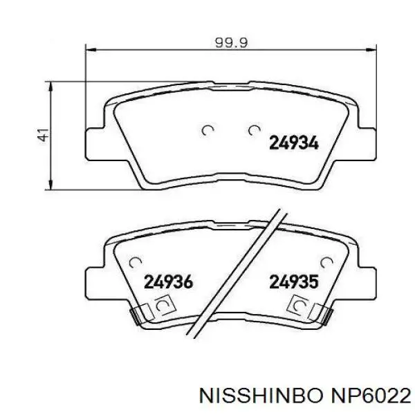 NP6022 Nisshinbo sapatas do freio traseiras de disco