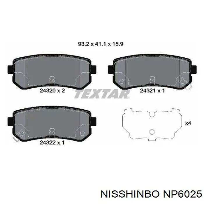 Купить NP6025 Nisshinbo Колодки тормозные задние, дисковые