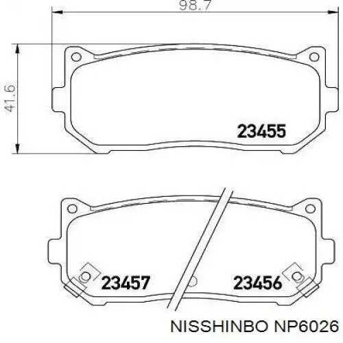 Задние тормозные колодки NP6026 Nisshinbo