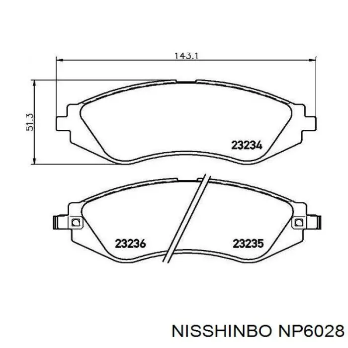 Передние тормозные колодки NP6028 Nisshinbo