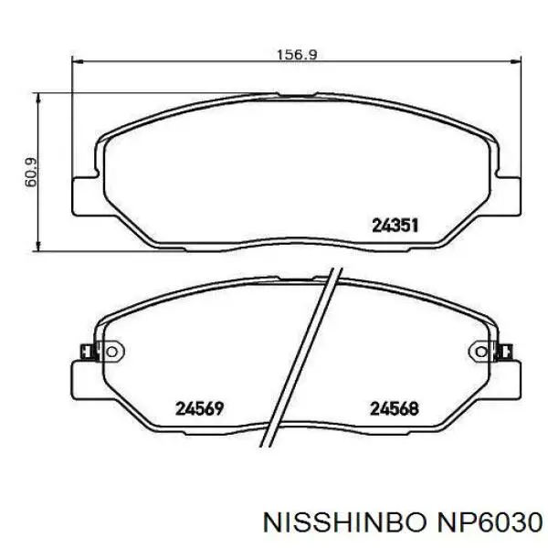 NP6030 Nisshinbo sapatas do freio dianteiras de disco