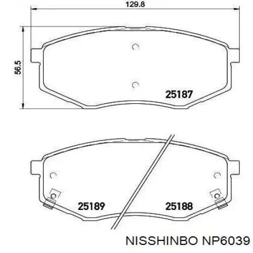 NP6039 Nisshinbo sapatas do freio dianteiras de disco