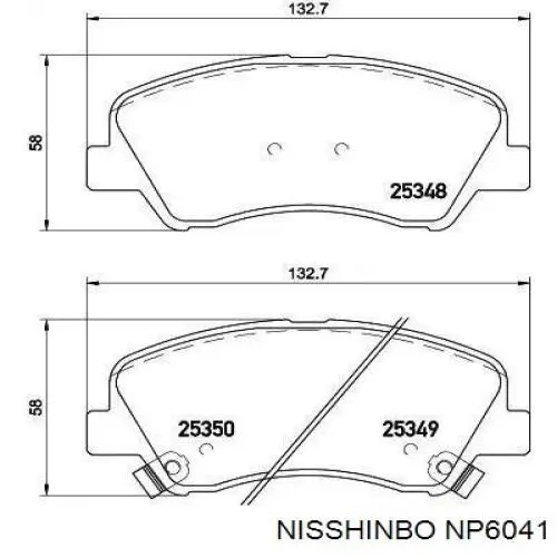 Передние тормозные колодки NP6041 Nisshinbo