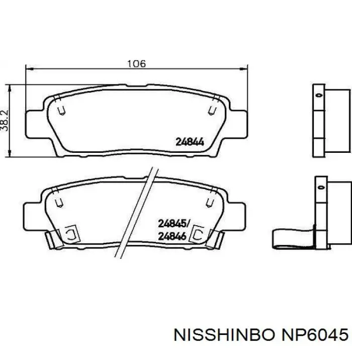 Купить NP6045 Nisshinbo Колодки тормозные задние, дисковые