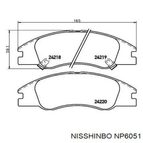 Передние тормозные колодки NP6051 Nisshinbo