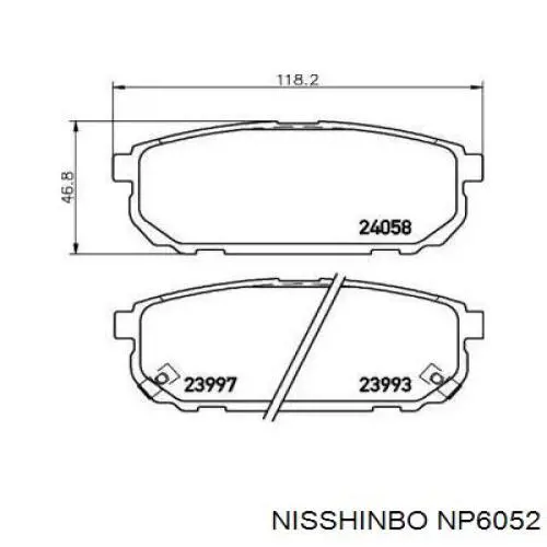 NP6052 Nisshinbo задние тормозные колодки