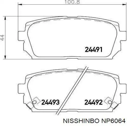 Задние тормозные колодки NP6064 Nisshinbo