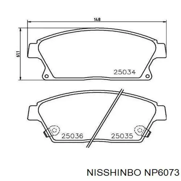 NP6073 Nisshinbo sapatas do freio dianteiras de disco