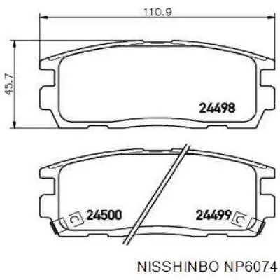 Колодки гальмові задні, дискові NP6074 Nisshinbo