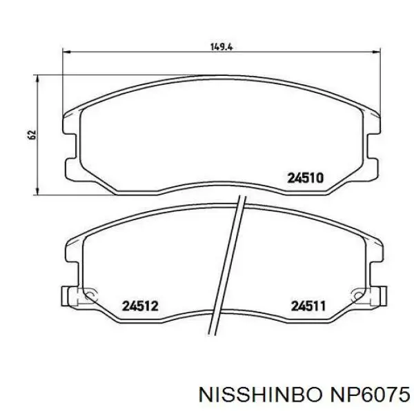 Колодки гальмівні передні, дискові NP6075 Nisshinbo