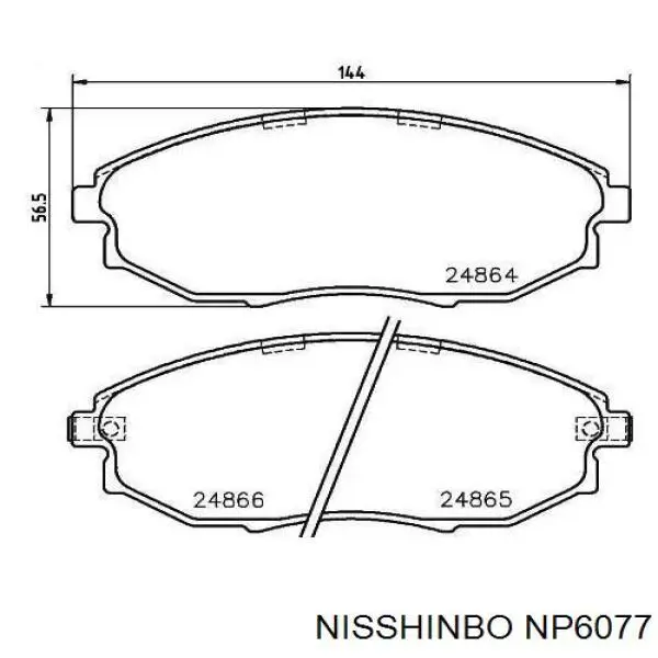 NP6077 Nisshinbo sapatas do freio dianteiras de disco