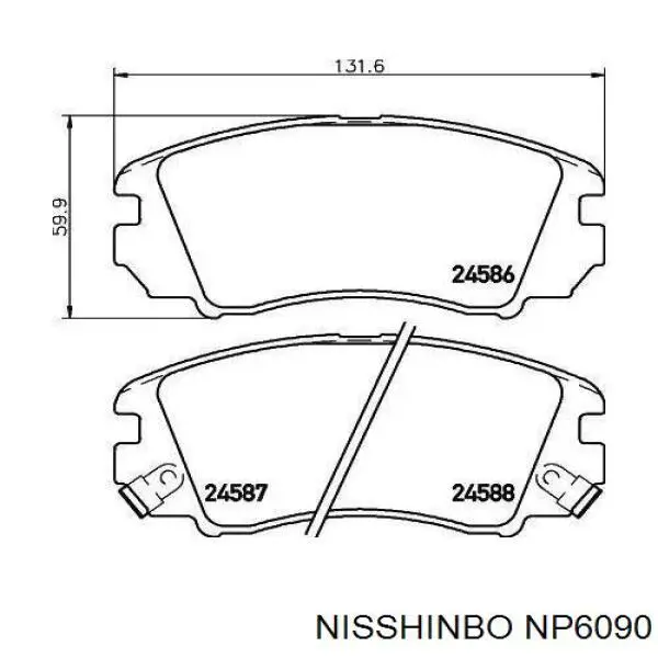 Передние тормозные колодки NP6090 Nisshinbo