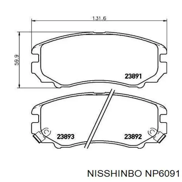 Передние тормозные колодки NP6091 Nisshinbo