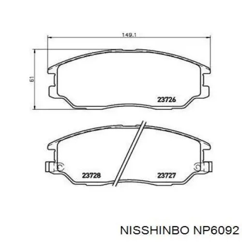 Колодки гальмівні передні, дискові NP6092 Nisshinbo