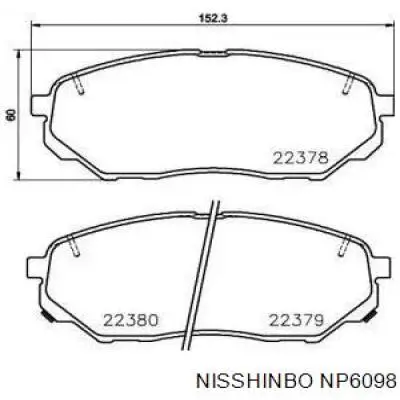 Передние тормозные колодки NP6098 Nisshinbo